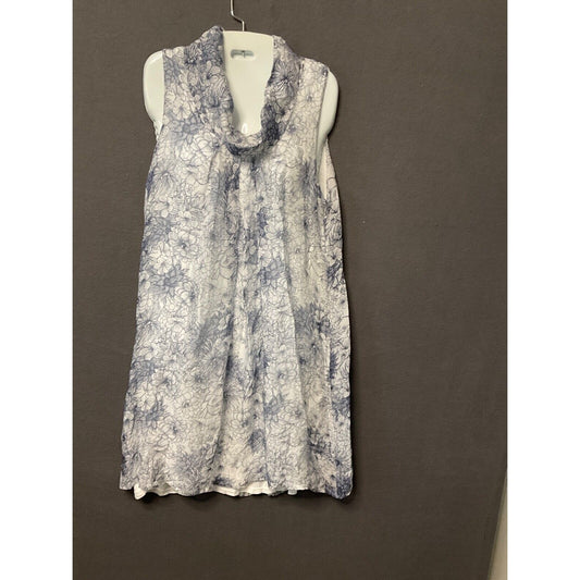 Elena Baldi Floral Sleeveless Dress Made in Italy, Large, Viscose Silk Blend