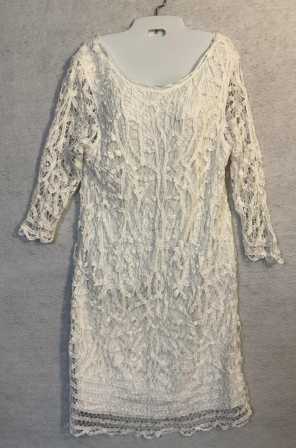 INC International Concepts Dress Womens 16W White Lace Crochet Sheath Midi Lined