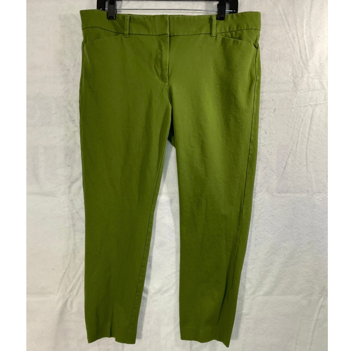 7th Avenue Ankle Pants Women 14 Olive Green Slim Tapered Stretch Work Trousers