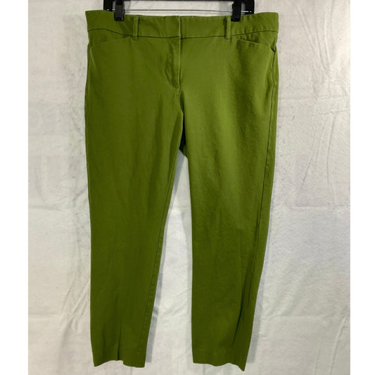 7th Avenue Ankle Pants Women 14 Olive Green Slim Tapered Stretch Work Trousers