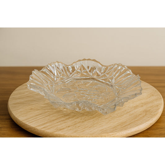 Vintage Federal Cut Glass Pioneer Fruit Dish Bowl 10" Clear Octagon Serving