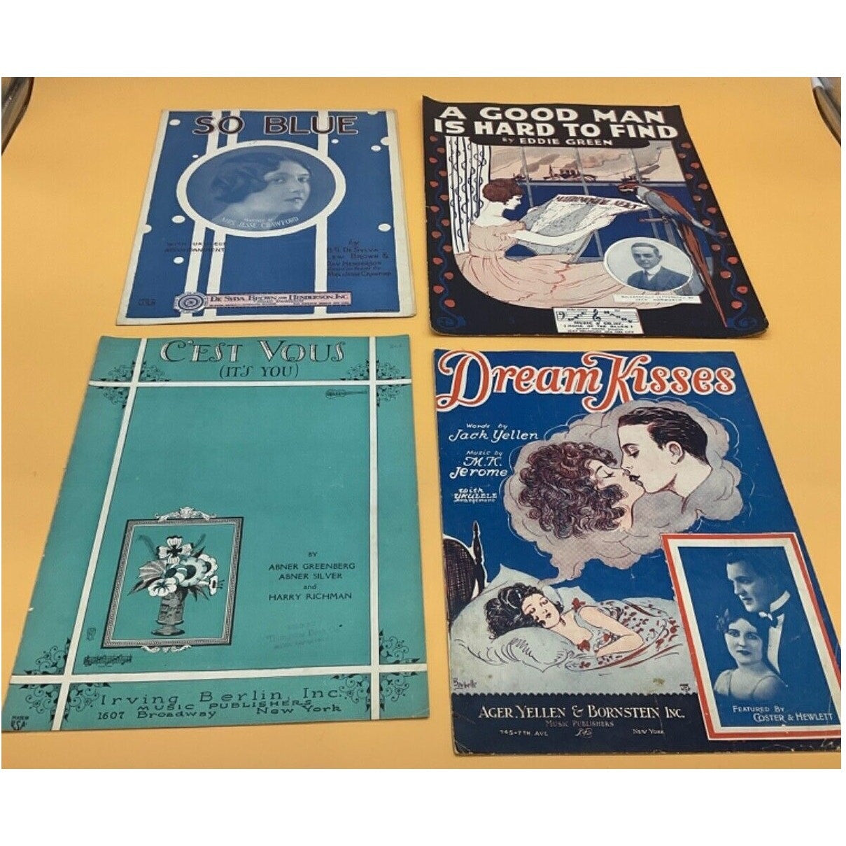 Lot of 4 Vintage Blues & Romance Sheet Music – "A Good Man Is Hard to Find"