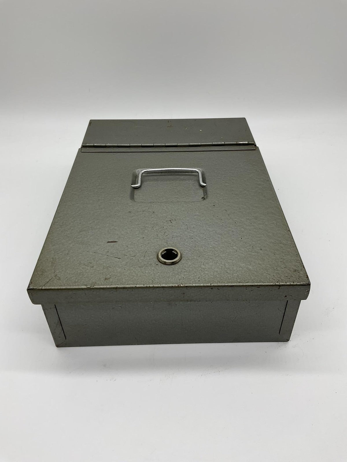 Vintage Protecto Gray Steel Security Lock Box Cash Document Safe No Key
