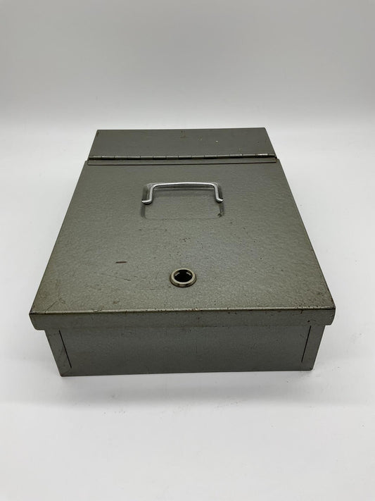 Vintage Protecto Gray Steel Security Lock Box Cash Document Safe No Key
