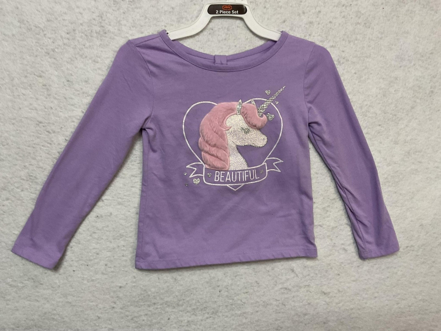 The Children's Place Shirt Girls 4 Purple Beautiful Unicorn Graphic Long Sleeve
