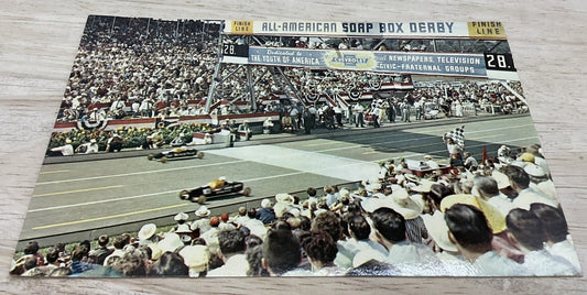 Vintage All-American Soap Box Derby Akron Ohio Colourpicture Postcard 5.5x3.5 In