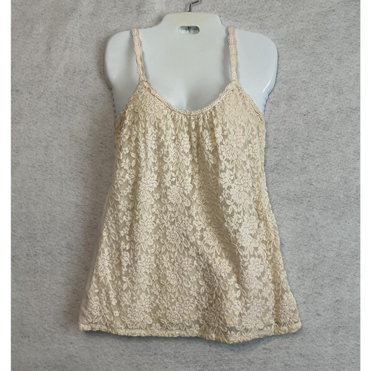 Maurices Tank Top Womens Small White Lace Floral Camisole Adjustable Straps