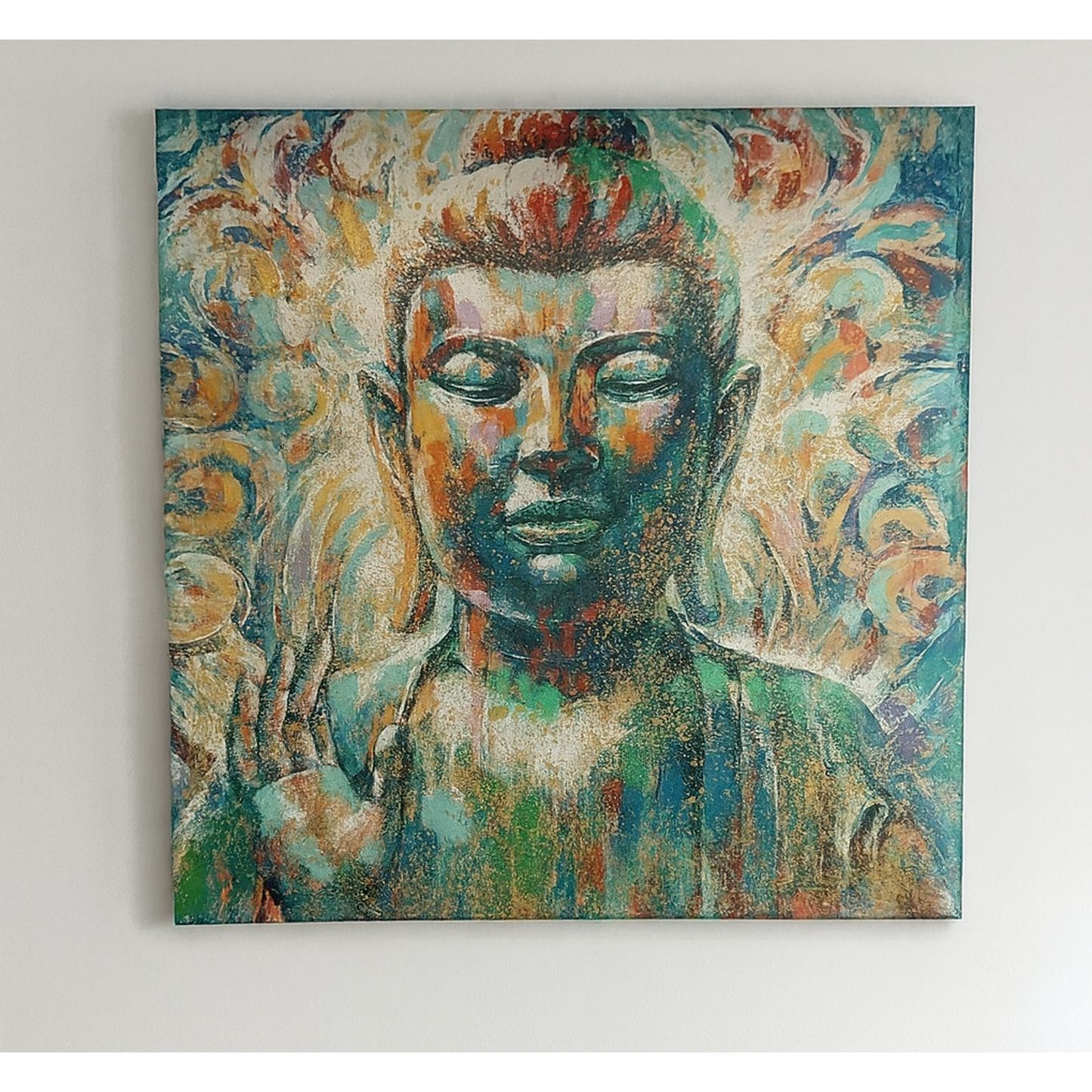 Colorful Buddha Canvas Print Wall Art Textured Abstract Gallery Wrapped Large