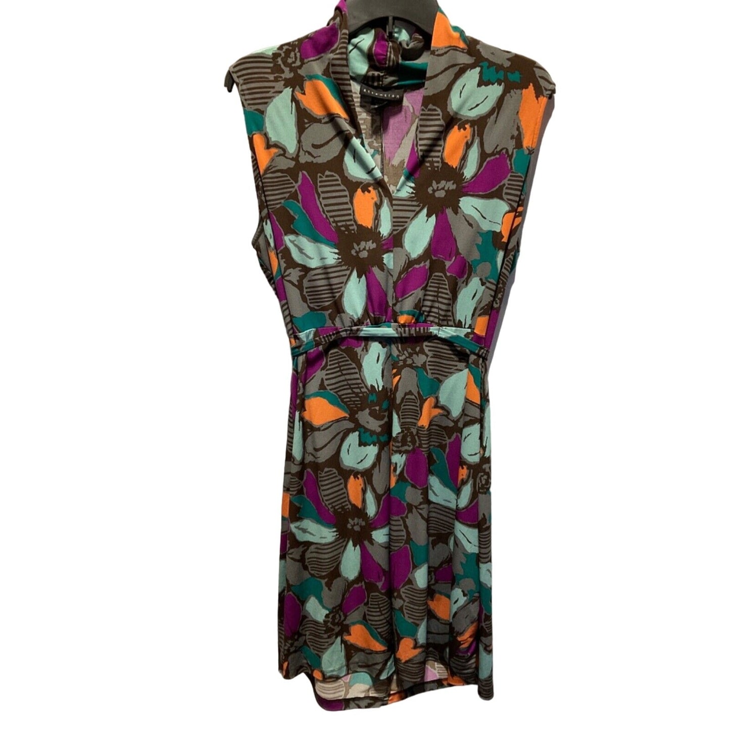 Attention Floral Sleeveless V-Neck Maxi Dress Size L Polyester/Spandex Stretchy