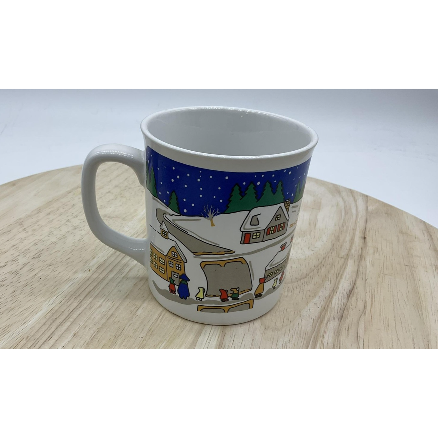 Christmas Winter Village Ceramic Coffee Mug Cup Holiday Snow Scene Church Tea