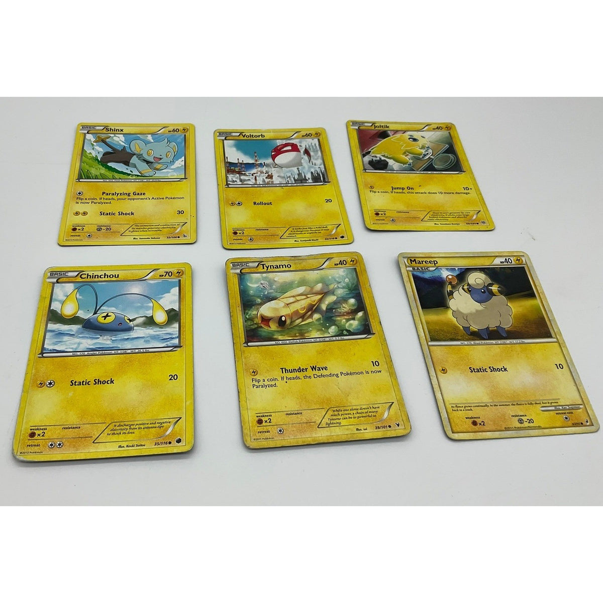 Pokemon TCG Electric Card Lot 6pc Shinx Voltorb Joltik Chinchou Tynamo Mareep