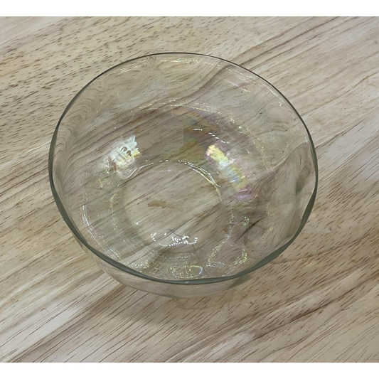 Iridescent Clear Glass Bowl Small Wavy Swirl Textured Serving Dip Dessert Dish
