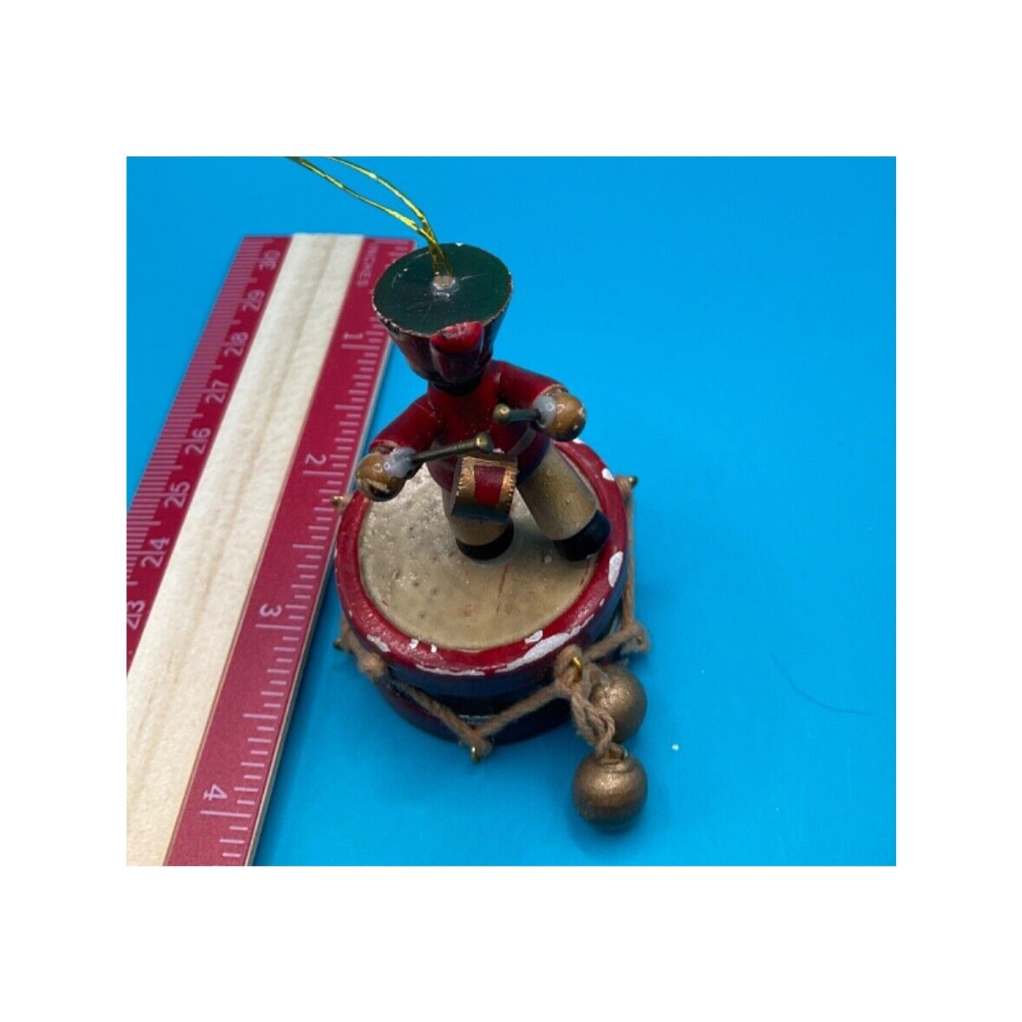 Retro Little Drummer Boy Christmas Tree Ornament - Standing on Drum, Classic