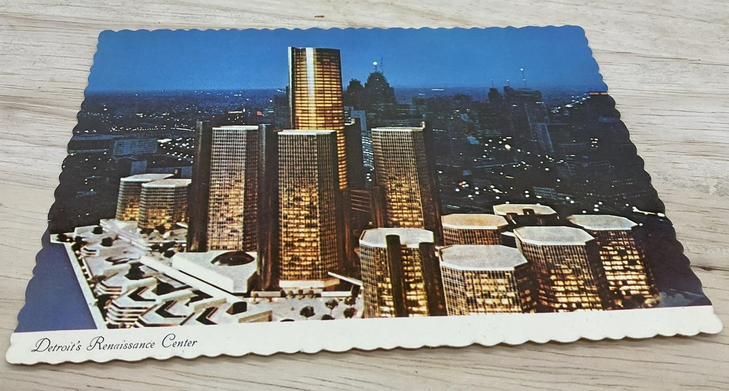 Vintage Detroit's Renaissance Center Hiawatha Photochrome Postcard 5.5x3.5 In