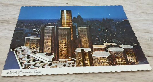 Vintage Detroit's Renaissance Center Hiawatha Photochrome Postcard 5.5x3.5 In