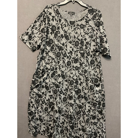 Violet B Woman Dress 2X Romantic Goth Floral Rib Knit Stretch Pullover