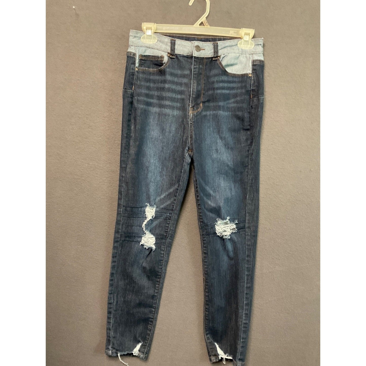 Wax Jean Skinny Jeans Size 7 28 Dark Wash Distressed Stretch Denim