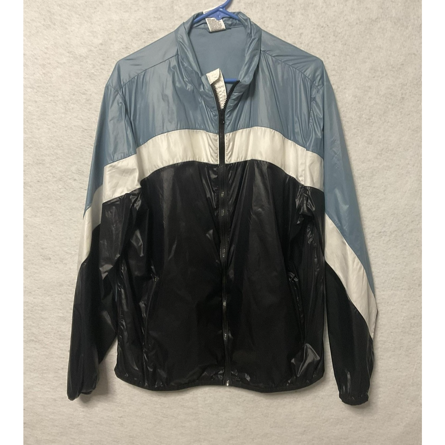 All In Motion Jacket Mens XL Blue Black White Windbreaker Full Zip Colorblock