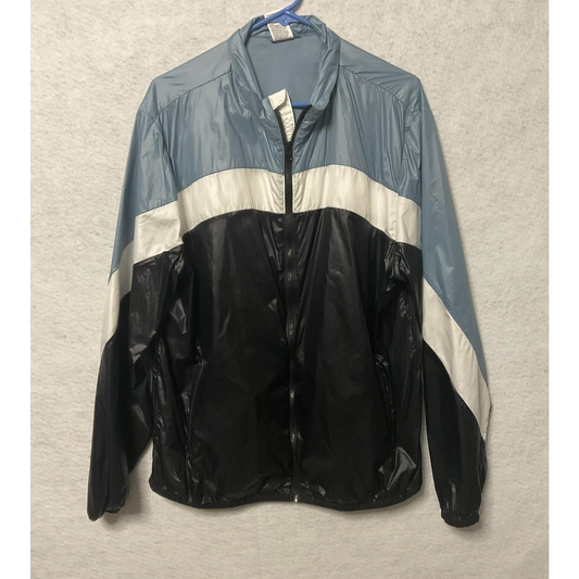 All In Motion Jacket Mens XL Blue Black White Windbreaker Full Zip Colorblock