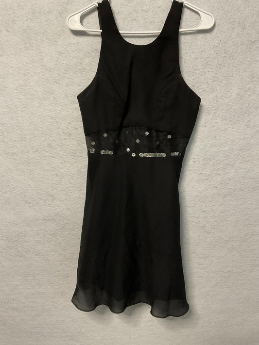 Vintage Faviana Dress Womens 7/8 Black Sequin Waist Chiffon Cocktail Party 90s