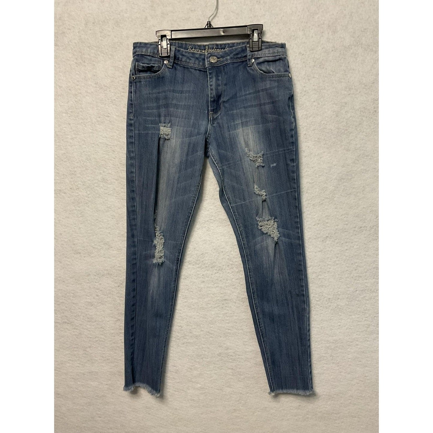 STS Blue Jeans Womens 9/29 Blue Distressed Skinny Raw Hem Stretch Streetwear