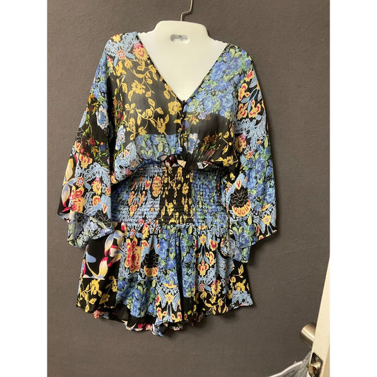 Zara Women's Colorful Floral Jumper S Cottagecore Preppy Chic Party Summer