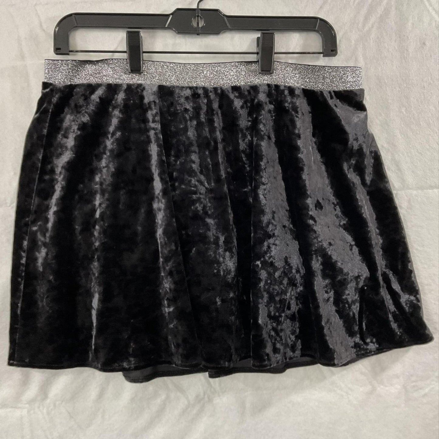 Y2K Arizona Jean Co Skort Girls XL 18 1/2 Plus Black Velvet Glitter Waist Skater