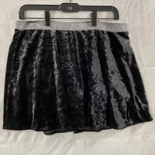 Y2K Arizona Jean Co Skort Girls XL 18 1/2 Plus Black Velvet Glitter Waist Skater