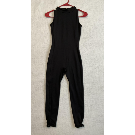 Honeycut Unitard Womens Small Black Sleeveless Dance One Piece Open Back Leotard