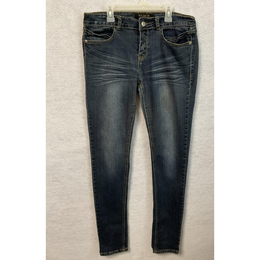 Rocawear Jeans Womens 11 Blue Skinny Mid Rise Embroidered Back Pocket Denim