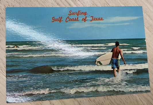 Vintage Surfing Gulf Coast Of Texas Corpus Christi Photochrome Postcard 6 X 4 In