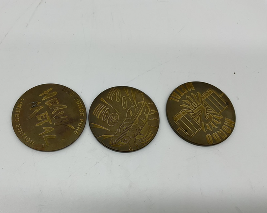 1984 Vic Hammer Heavy Metal Imperial 1oz Tokens Lot Of 3 Skull World 1 Ton