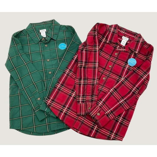 Carters Button Down Shirt Boys 6 Green Red Plaid 2 Pack Holiday School Classic