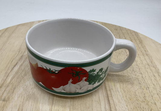 Vegetable Tomato Garlic Onion Ceramic Soup Mug Bowl With Handle Kitchen Decor