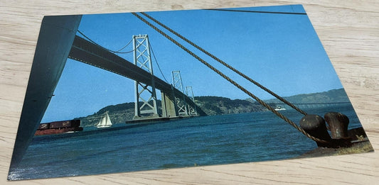 Vintage San Francisco-Oakland Bay Bridge Smith News Photochrome Postcard 5.5x3.5