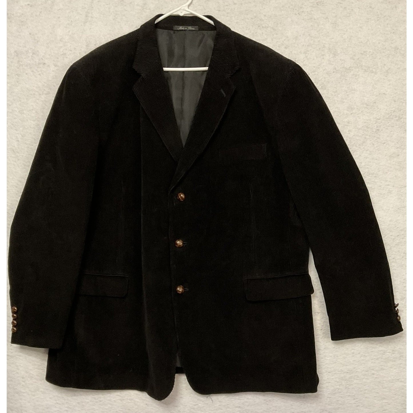 Zagato Signature Collection Sport Coat Men 50 Black Corduroy 3-Button Lined