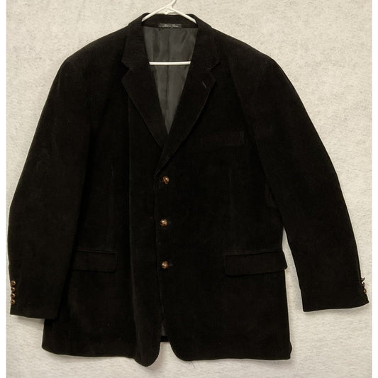 Zagato Signature Collection Sport Coat Men 50 Black Corduroy 3-Button Lined