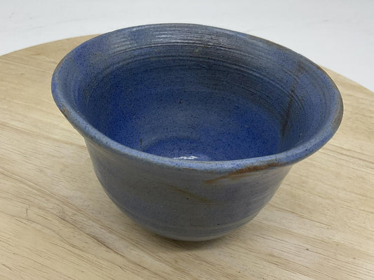 Vintage Handmade Stoneware Bowl Blue Speckled Glaze 1985 Signed Small Decor