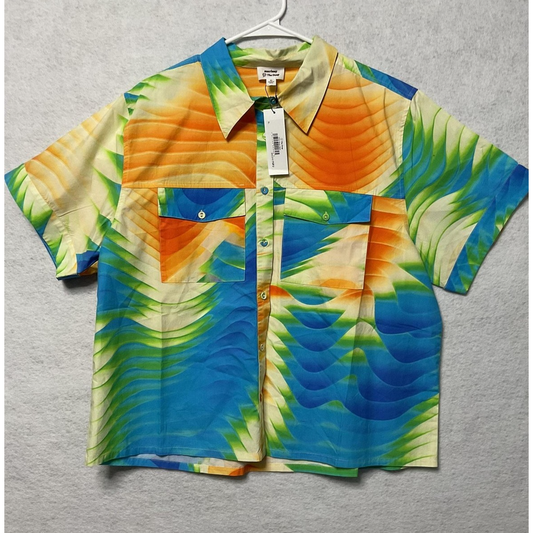 The Drop mscrissy Shirt Womens XL Multicolor Short Sleeve Button Up Hawaiian