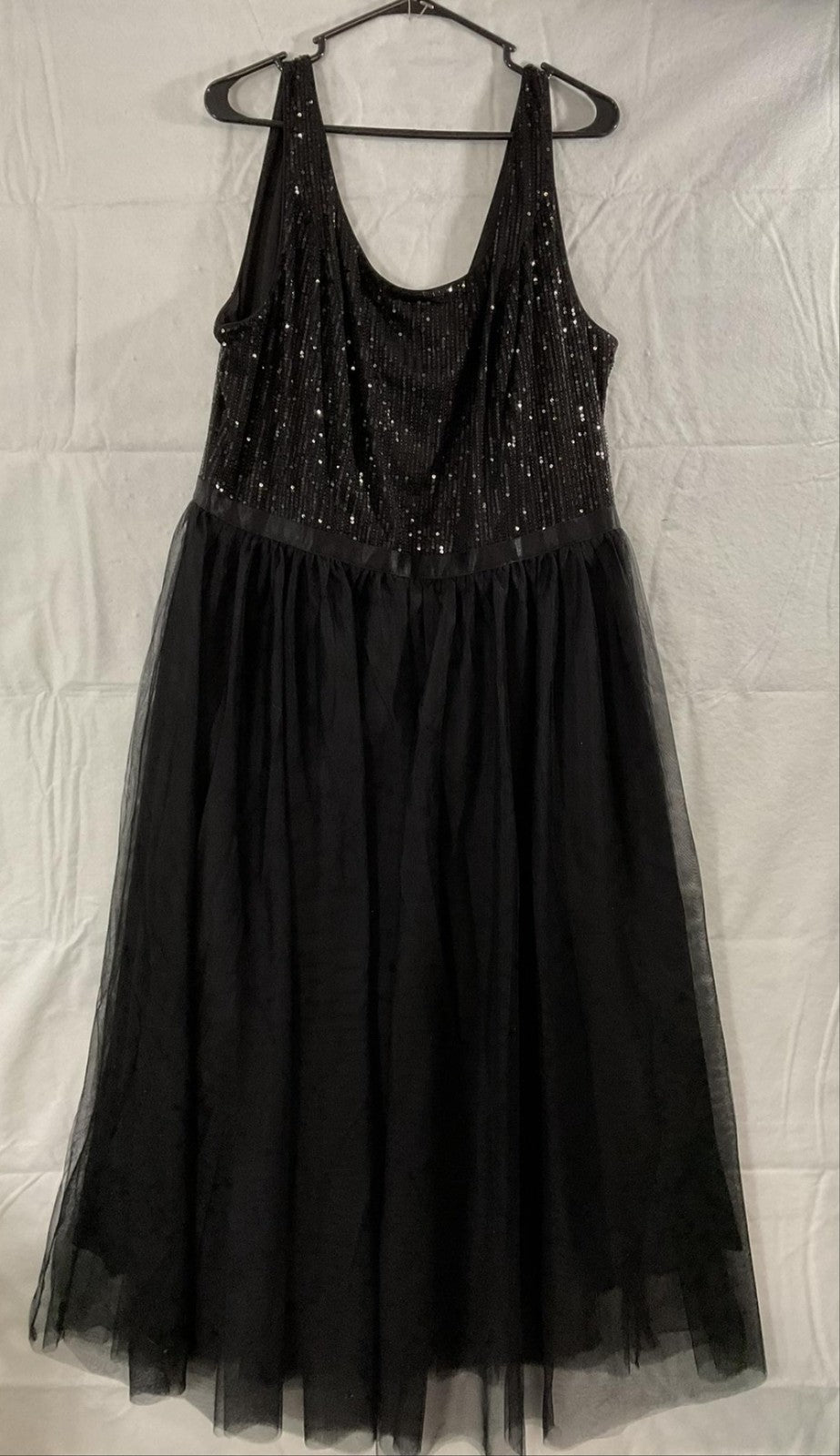 Berylove Dress Womens 3XL Black Sequin Tulle Scoop Neck Maxi Formal Gown NWT