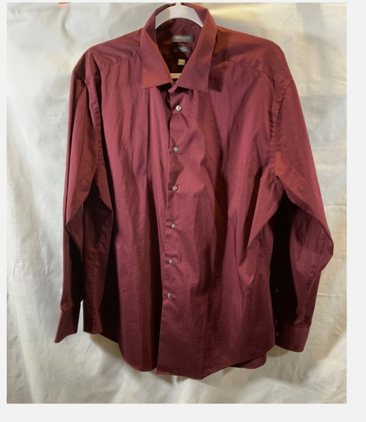 Madison Shirt Mens XL Red Solid Slim Fit Dynamic Cooling Long Sleeve Dress Shirt