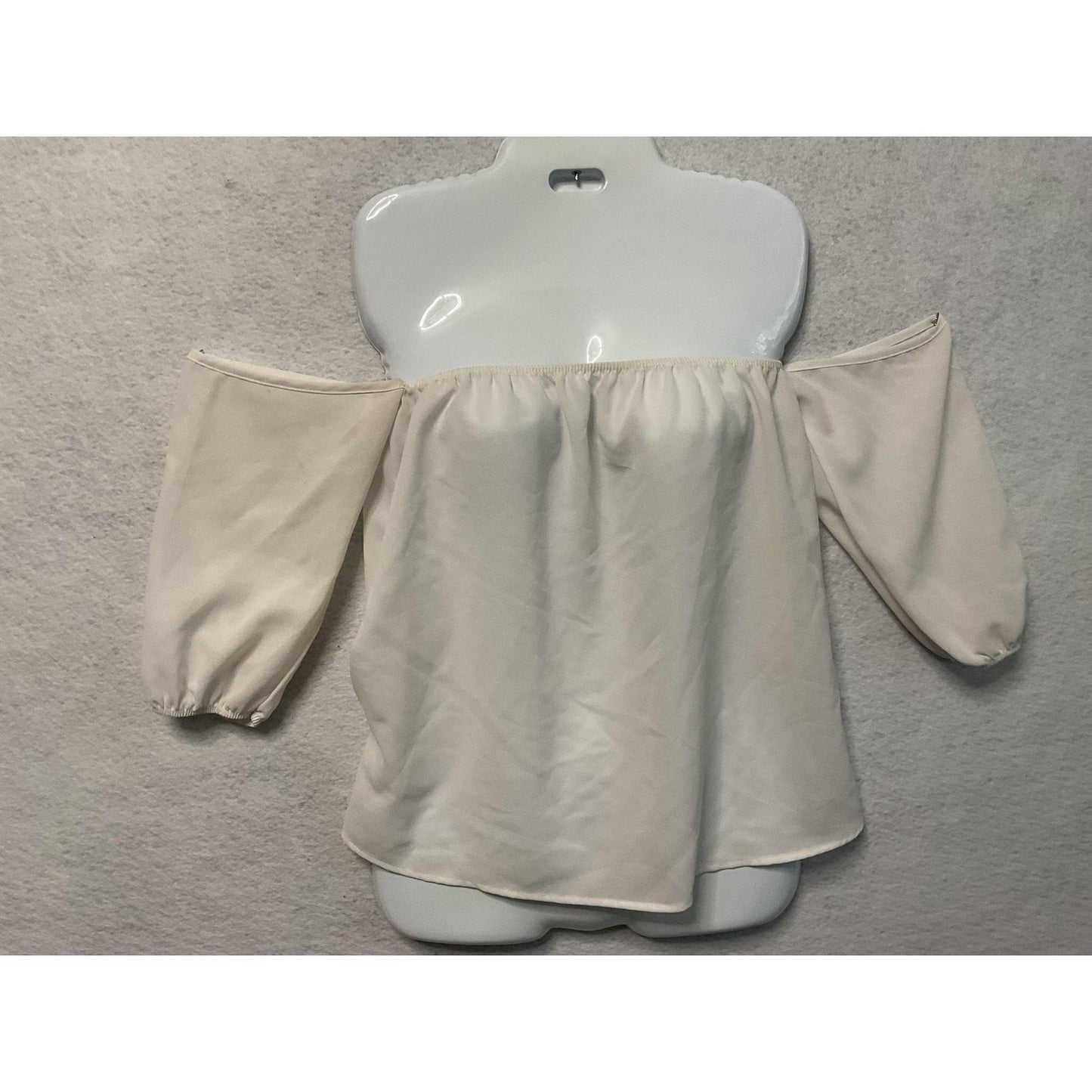 Brenda's USA Shirt Womens Medium Ivory Off Shoulder Peasant Puff Sleeve Blouse