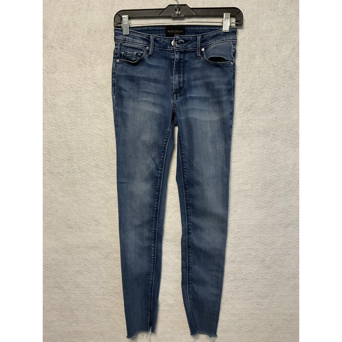Black Orchid Jeans Womens 26 Blue Skinny Raw Hem Distressed Stretch Denim Pants