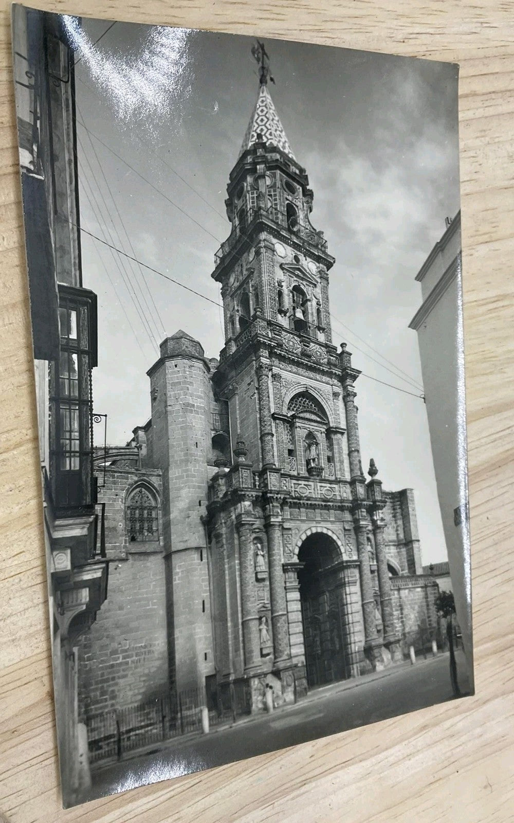 Vintage Iglesia De San Miguel Jerez De La Frontera B&W RPPC Postcard 6 X 4 In