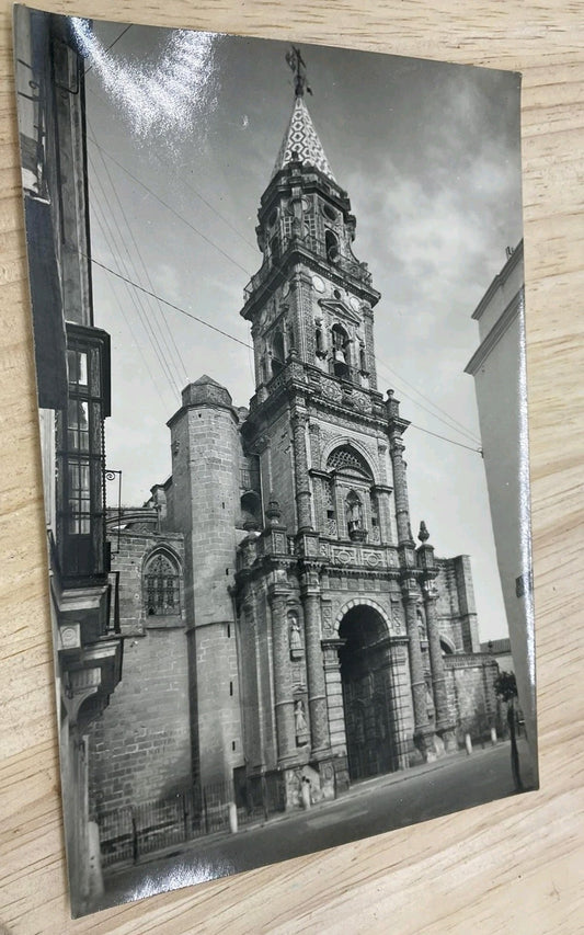 Vintage Iglesia De San Miguel Jerez De La Frontera B&W RPPC Postcard 6 X 4 In