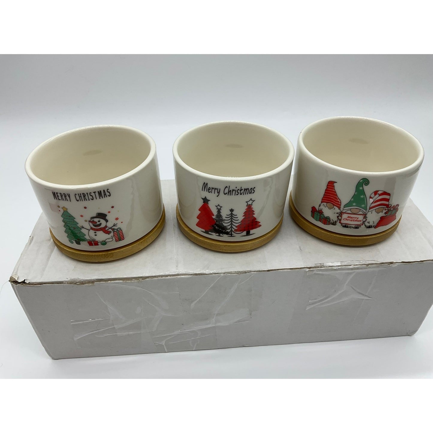 Konroowei Ceramic Plant Pots Small White Christmas Gnomes Succulent Planter