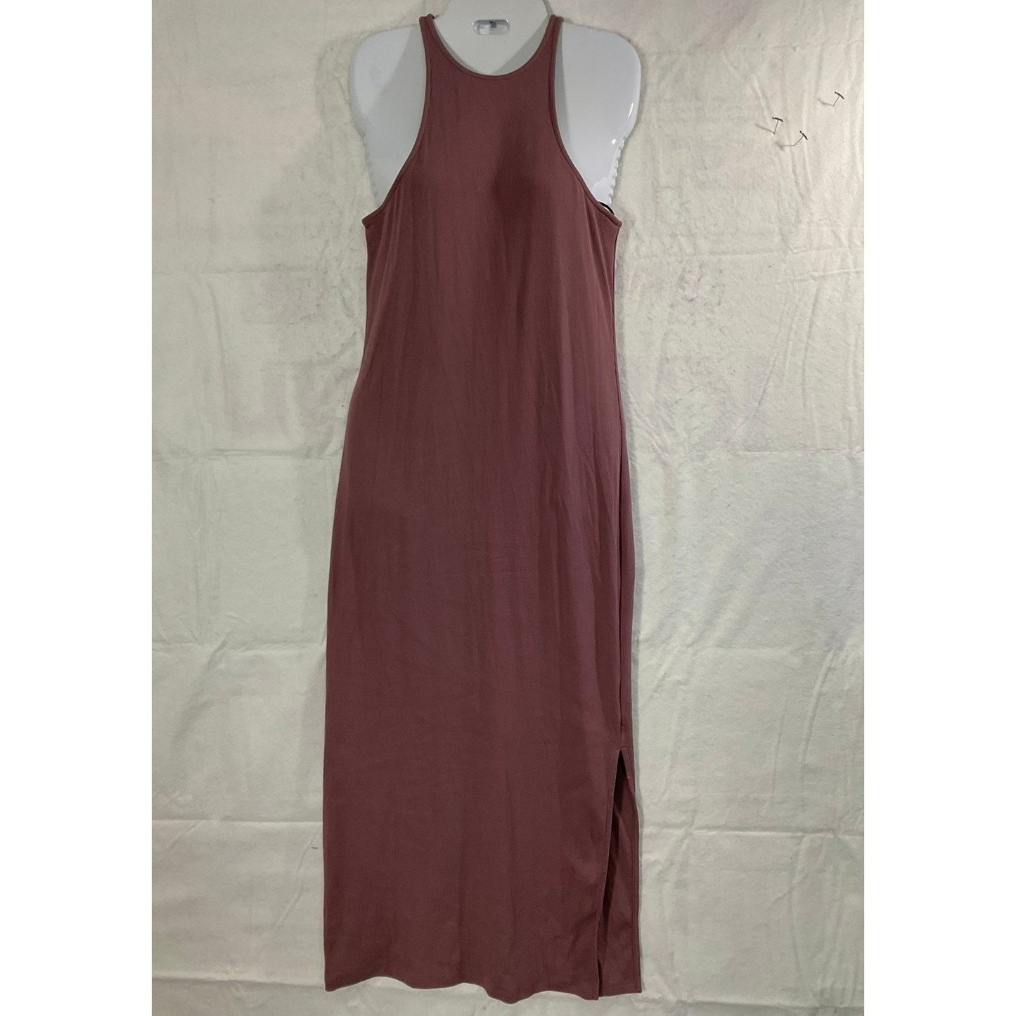 Old Navy Maxi Dress Women Large Mauve Ribbed High Neck Side Slit Sleeveless