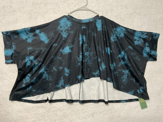 Remidoo Shirt Womens Small Blue Black Tie Dye Dolman Sleeve High Low Hem Top