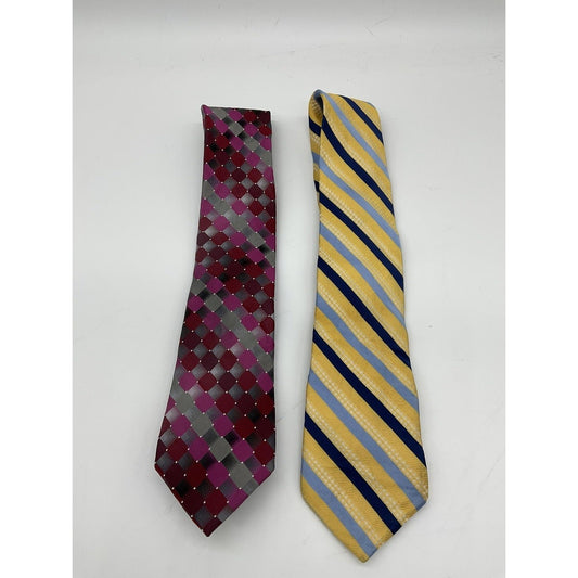 Haspel Van Heusen Silk Ties Mens Yellow Blue Stripe Red Gray Geometric Workwear