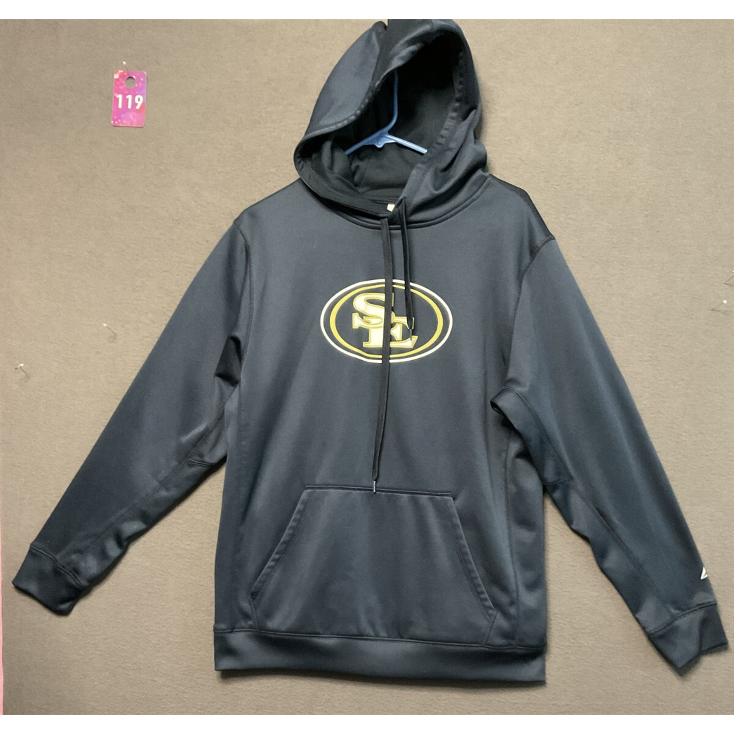 BSN SPORTS Polyester Navy Blue Hoodie Sweatshirt M Embroidered Pullover